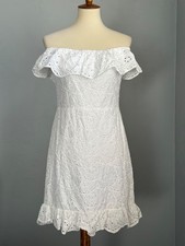 Express White Off the Shoulder Eyelet Cotton Lace Dress Size Medium