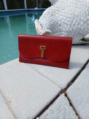 Vintage 70's GUCCI Cherry Red Wallet Clutch Leather | eBay