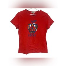Y2K lucky brand L cotton Tee shirt graphic big apple NYC made in USA vintage
