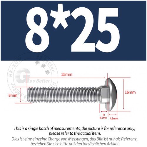 A2 STAINLESS STEEL CUP SQUARE SCREWS BOLTS CARRIAGE BOLT M3 M4 M5 M6 M8 M10 M12 - Picture 57 of 96