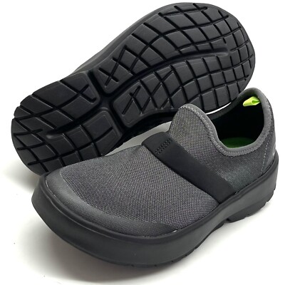 OOFOS Womens Shoes OOmg Fibre Low Black Gray Recovery Slip