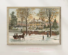 Winter Christmas Print Wall Home Decor Poster Vintage Victorian Charles Dickens