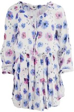 LOVESHACKFANCY TIERED FLORAL PRINT CHIFFON MINI DRESS SMALL