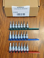 Geardrive 21pc 3/8" dr Master Torx, SAE & Metric Hex Bit Socket Set w/ Rails