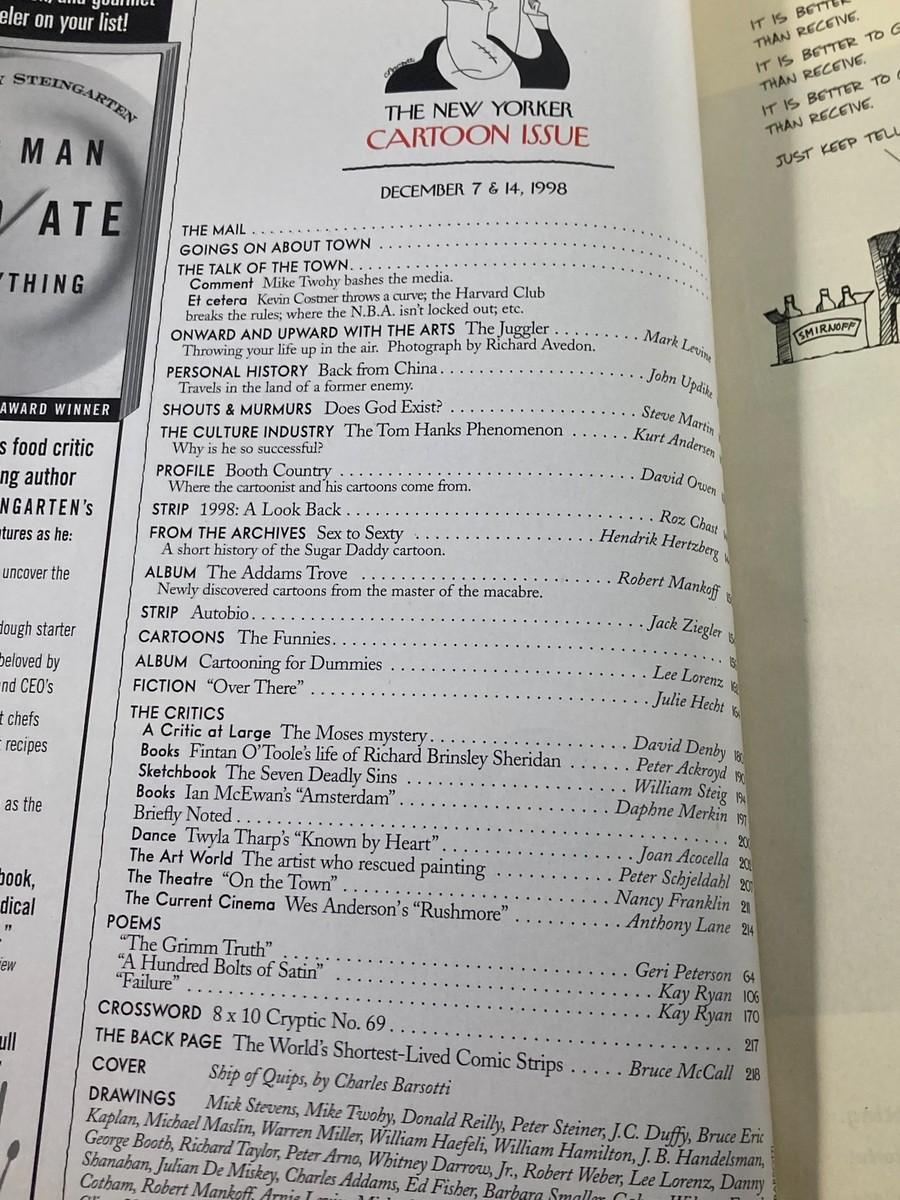 The New Yorker Full Magazine December 7 1998 Ship of Quips by