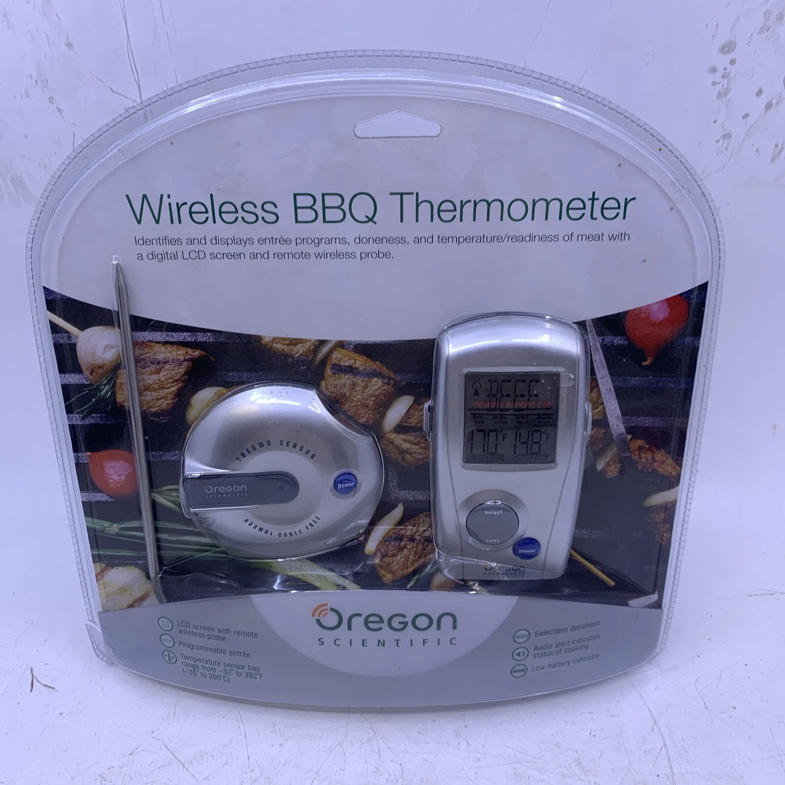 Oregon Scientific Wireless BBQ Thermometer AW129 LCD Remote Programmable