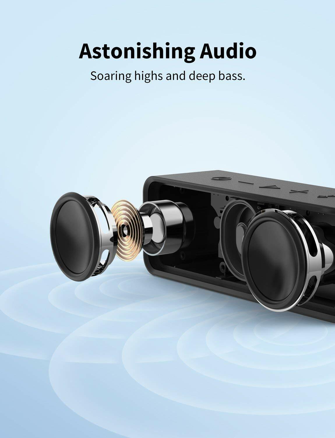 anker soundcore bluetooth speaker with loud stereo sound