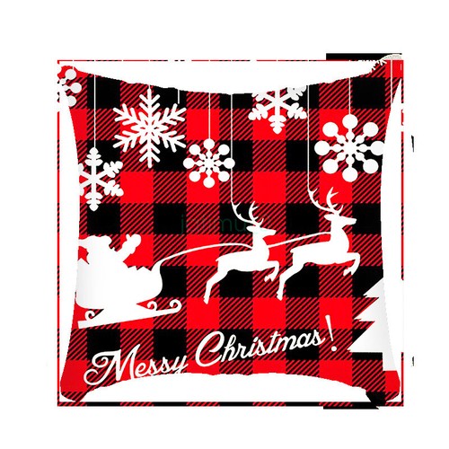 Christmas Throw Pillow Covers Xmas Cushion Cover Santa Deer Pillowcases Decor - Picture 13 of 34