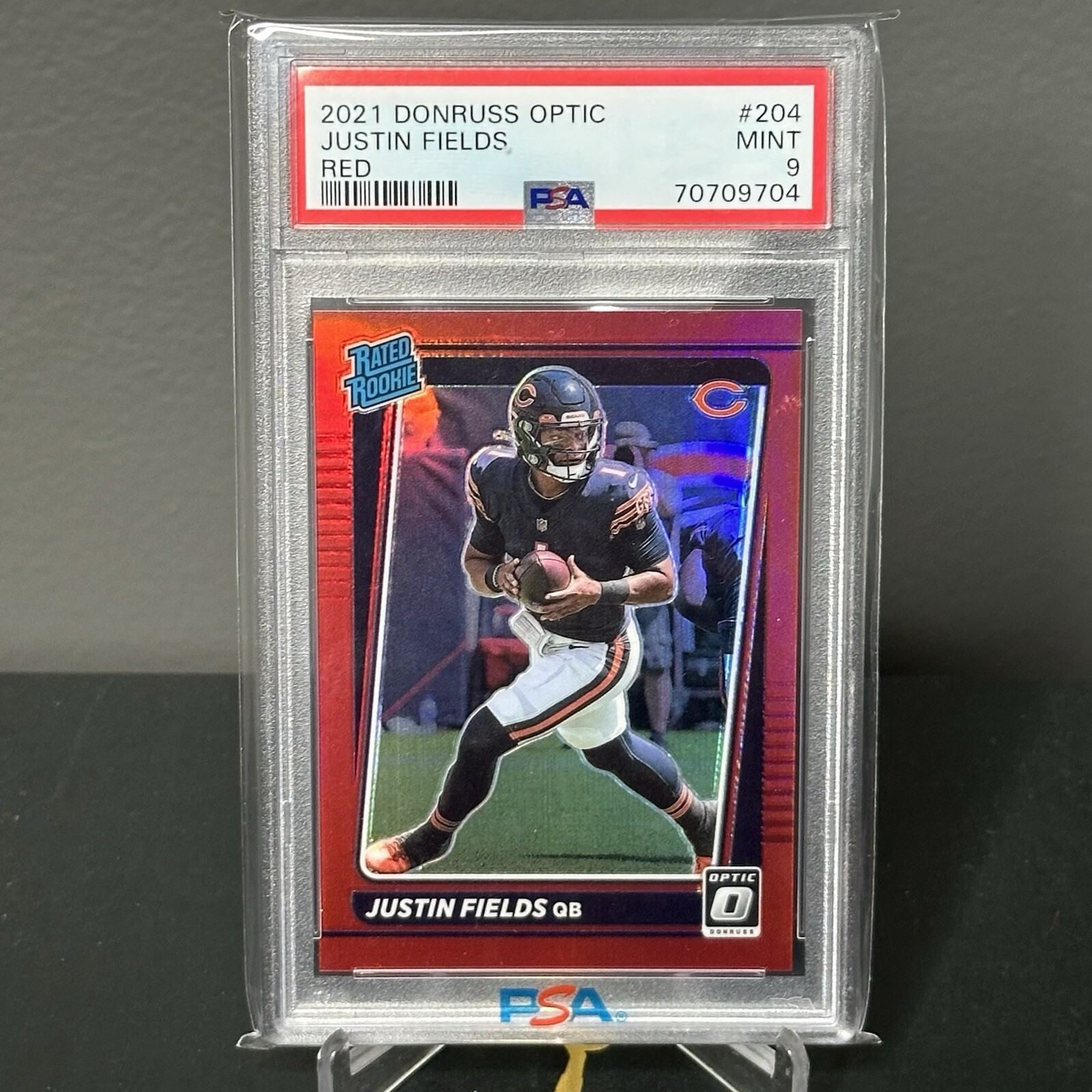 JUSTIN FIELDS 2021 DONRUSS OPTIC #204 RC RED 07/99 PSA 9 CHICAGO BEARS