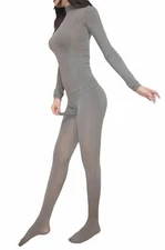 Plus Size Unisex Velvet High Collar Shaping Body Suits Tights & Long Sleeve Tops