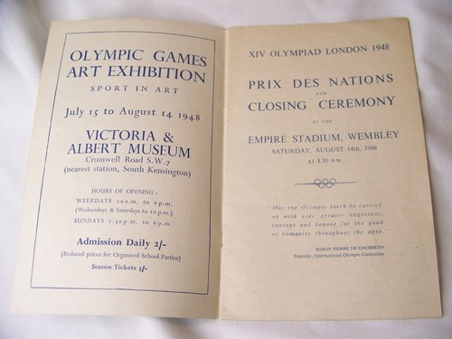 1948 de colección 14o programa de ceremonia de clausura de los Juegos Olímpicos de Londres Premio de las Naciones - Imagen 2 de 7