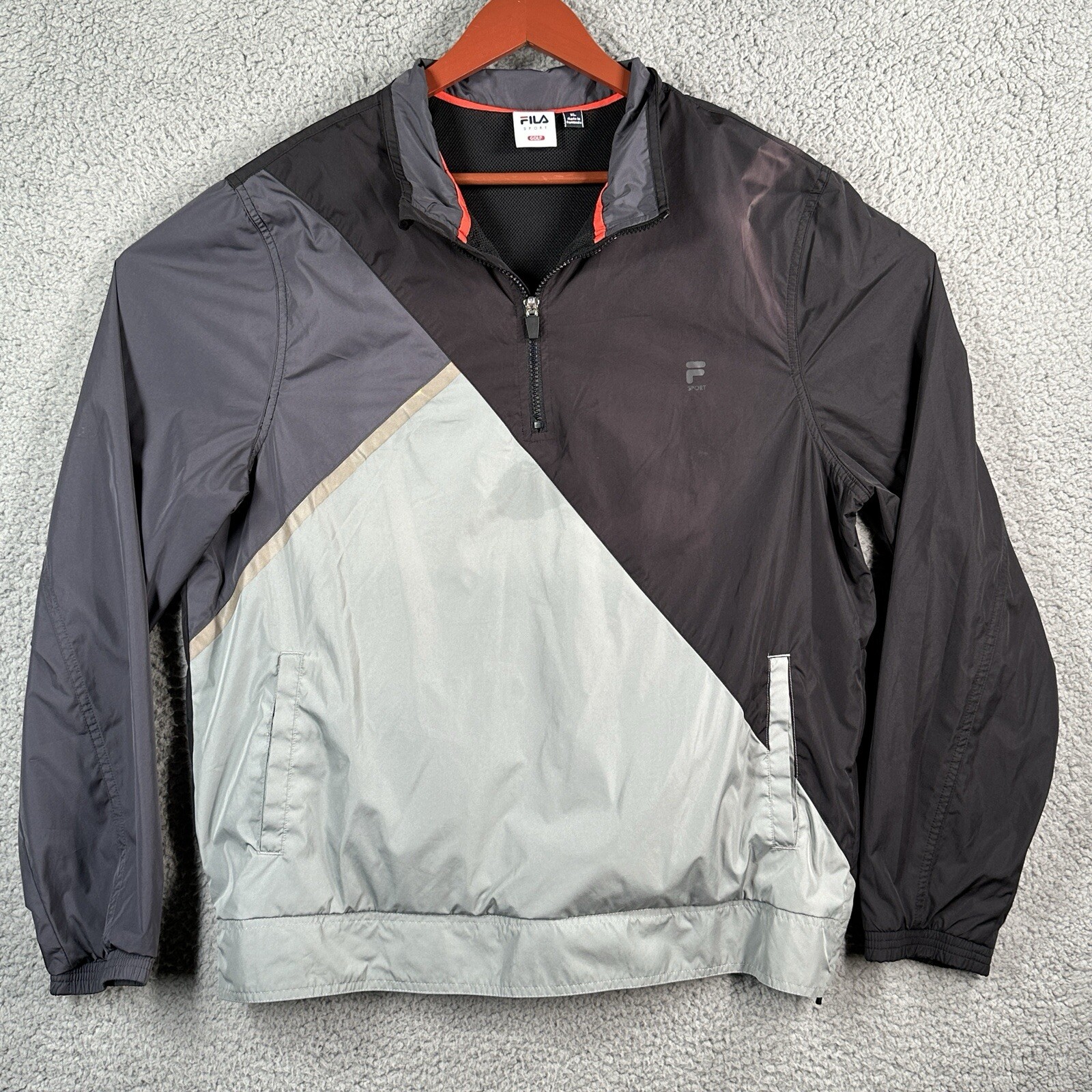 Giacca a vento FILA Golf XL Color Block Sport mezza zip pullover manica lunga giacca