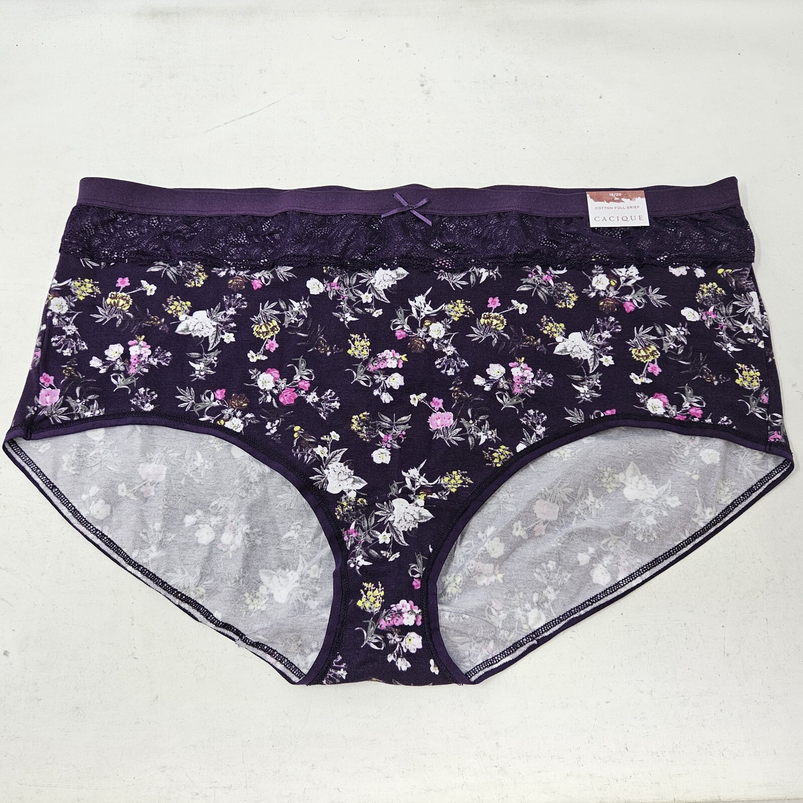 3 Pack Lane Bryant Cacique Cotton Full Brief Panty w. Lace Waist Plus