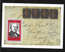 MNH 1990 Uganda 150th Anniv of Penny Black Stamps Souvenir Sheet # 798 Sir Hill