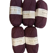 Filatura Lanarota Easy Wool Yarn Heather Plum Lot of 5 ( 145 yds each) #355