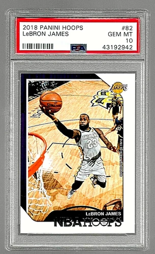 2018 PANINI HOOPS BASKETBALL CARD #82 LEBRON JAMES PSA 10 NBA LOS ANGELES LAKERS