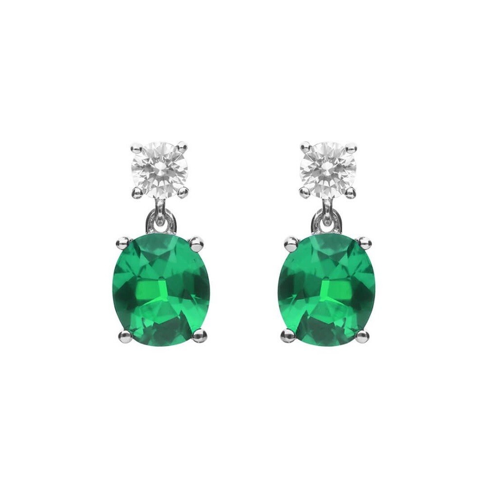 Diamonfire Sterling Silver Earrings - Green Cubic Zirconia E6199