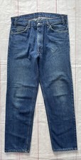 Vintage 80s Levis 505 Orange Tab Made in USA Denim Blue Jeans Distressed 36x31