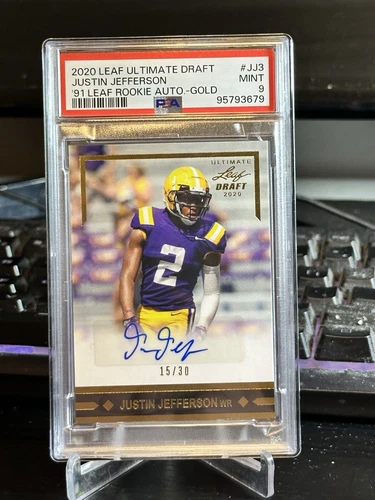 2020 Leaf Ultimate Draft Justin Jefferson Auto LSU Rookie 15/30 PSA 9 POP 1 🔥🔥
