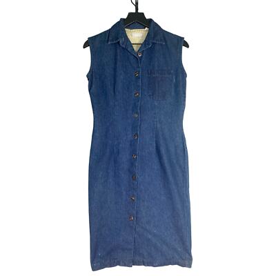 Vintage Denim Dress Women's Size 8 Blue Knee Length Sleeveless Casual ESPRIT