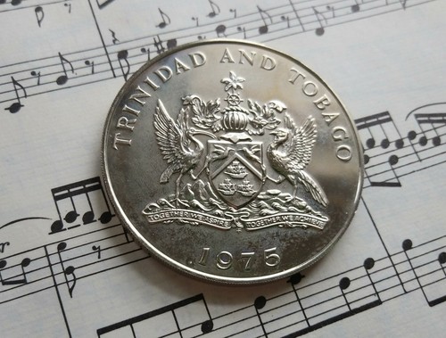 TRINIDAD & TOBAGO $10 1975-FM(U) KM24 Cu-Ni 2 anni tipo NON PROOF CONIATO 1.111 RARO - Foto 2 di 2