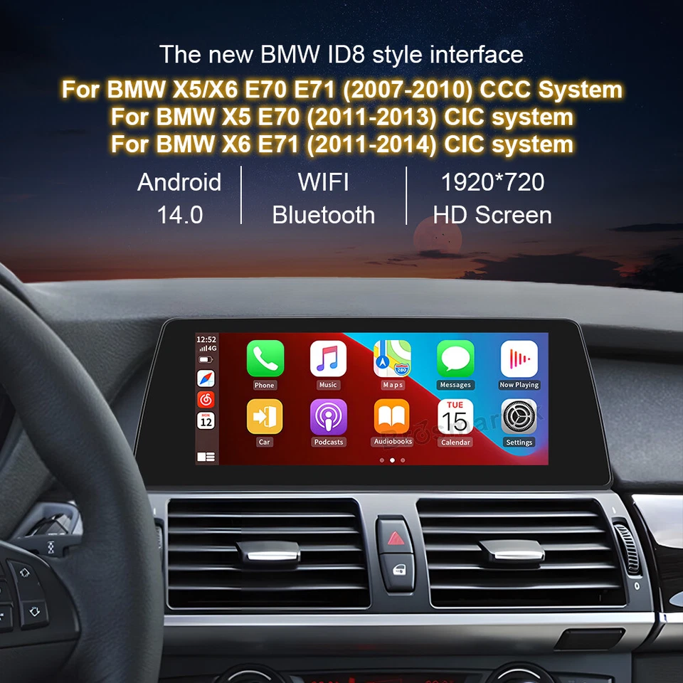 10,25" Android 14 Autoradio Für BMW X5 E70 X6 E71 CCC CarPlay 32GB WiFi GPS Navi - Bild 2 von 4