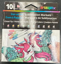 artesprix Iron on Ink Sublimation Markers Chise Tip Pastel Colors 10 pack New