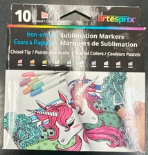 artesprix  Iron on Ink  Sublimation Markers  Chise Tip Pastel Colors 10 pack New
