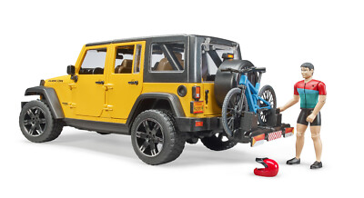 Bruder 02543 Jeep Wrangler Rubicon gelb Mountainbike + Figur