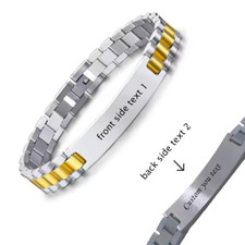 Customized Name Bracelet Front Side Back Side Text Engraved Jewelry Men Women