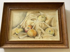 Mid Century Modern Painting Impressionist Fruit Still life  Modernism Signed