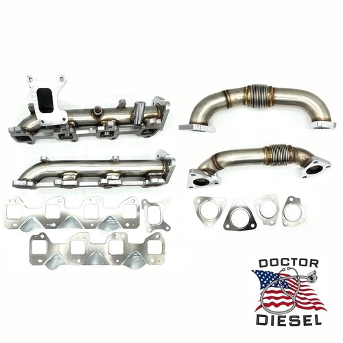 Tubular Exhaust Manifold & Up Pipes For 17-25 Chevy GMC 6.6 Duramax Diesel L5P - Picture 2 of 3