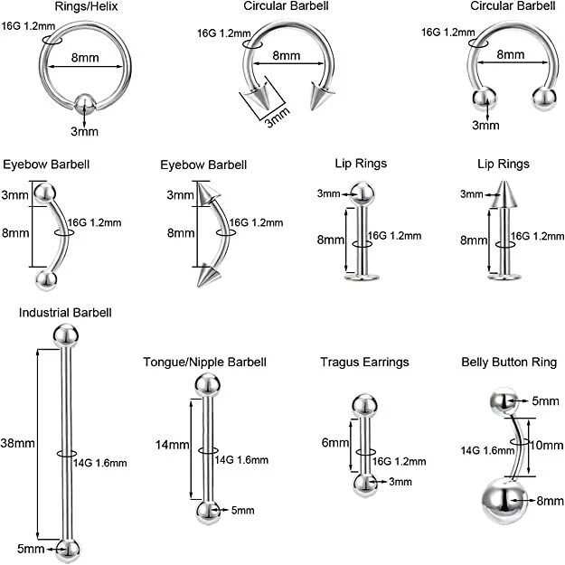 70Pcs Professional Ear Piercing Kit 14G 16G Stainless Steel Nose Piercing Kit - Image 2 of 4