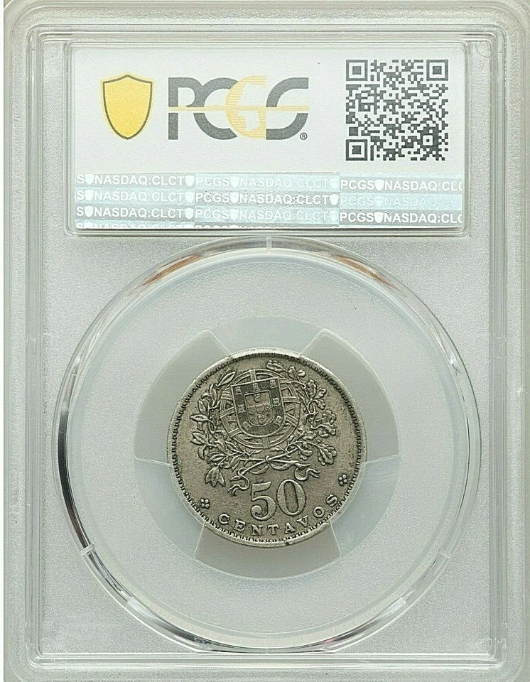 1938 PORTUGAL REPUBLIC COPPER-NICKEL 50 CENTAVOS PCGS AU-53 KM577 RARE KEY DATE - Image 4 of 4