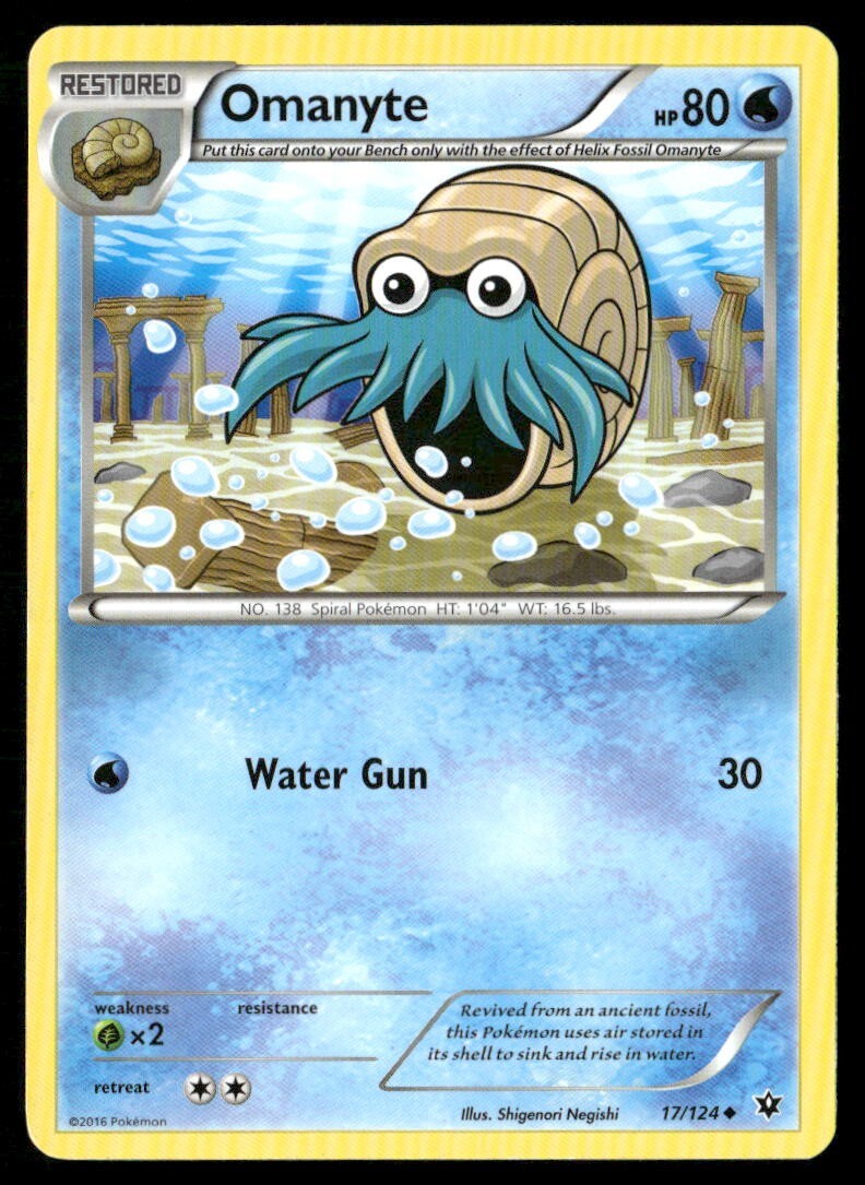 2016 Fates Collide Set Pokemon Card 017  Omanyte LP