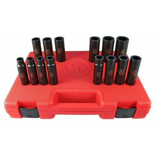 Chicago Pneumatic 1/2" 6 Point 14 Piece Deep Metric Impact Socket Set SS4114D - Picture 2 of 2