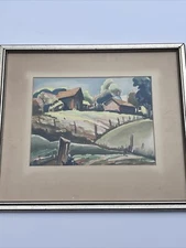 ANTIQUE WPA REGIONALISM LANDSCAPE PAINTING AMERICAN IMPRESSIONISM MYSTERY SIGNED