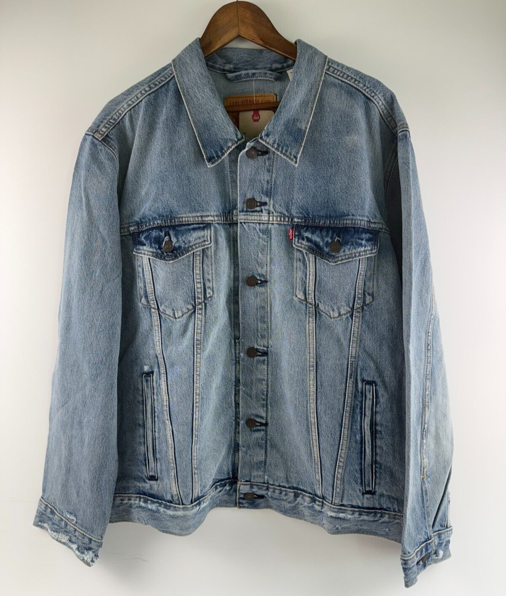 Levi's Men Standard Fit Destructed Trucker Jeans Jacket Light