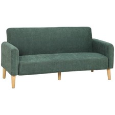 HOMCOM 2 Seater Sofa, Velvet Small Couch with Plush Backrest, Dark Green