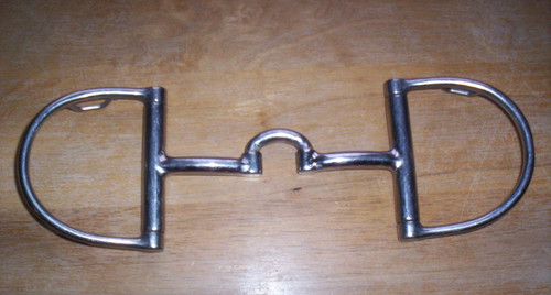 Used Stainless Dee w/Hooks Jointed Port Mouth Bit 4 3/4 " mouth copper bars