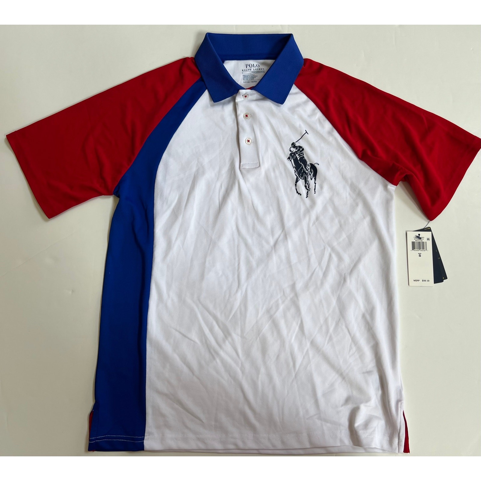 Polo Ralph Lauren Performance Golf Casual Shirt White/Red/Blue Size S