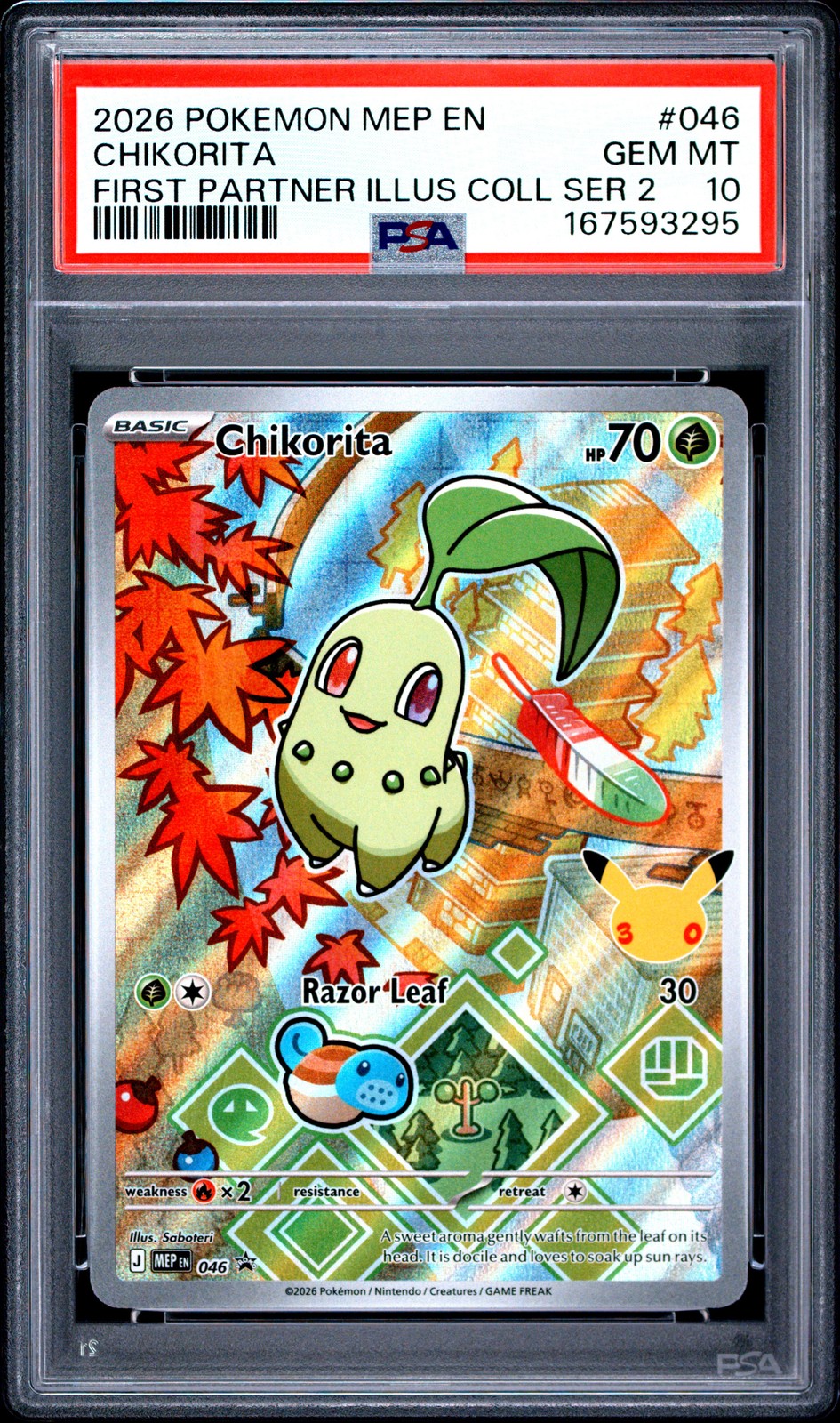 2026 POKEMON MEP EN-ME BLACK STAR PROMO #046 CHIKORITA PSA 10