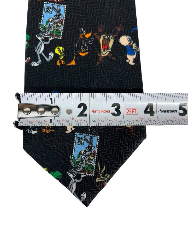 Corbata negra para hombre Looney Tunes Stamp Collection 100 % poliéster 1997 Warner Foto 3 de 4