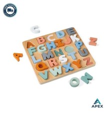 Wooden Alphabet Puzzle Kids Chalkboard Letters Pastel Colors Chunky ABC