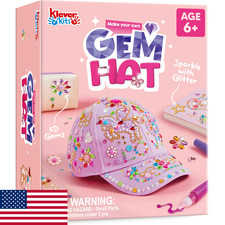 Klever Kits Gem Hat Kit for Girls - Decorate Your Own Baseball Cap w/ Gems