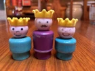 Vintage 1970’s Fisher Price Lot 3 Royal Little People KING PRINCES Wooden