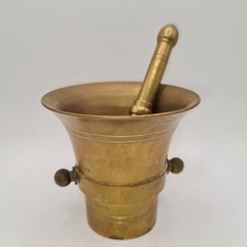 Messing M&ouml;rser mit Pistill Apotheker Stil Vintage Gew&uuml;rzm&ouml;rser Metall klein alt
