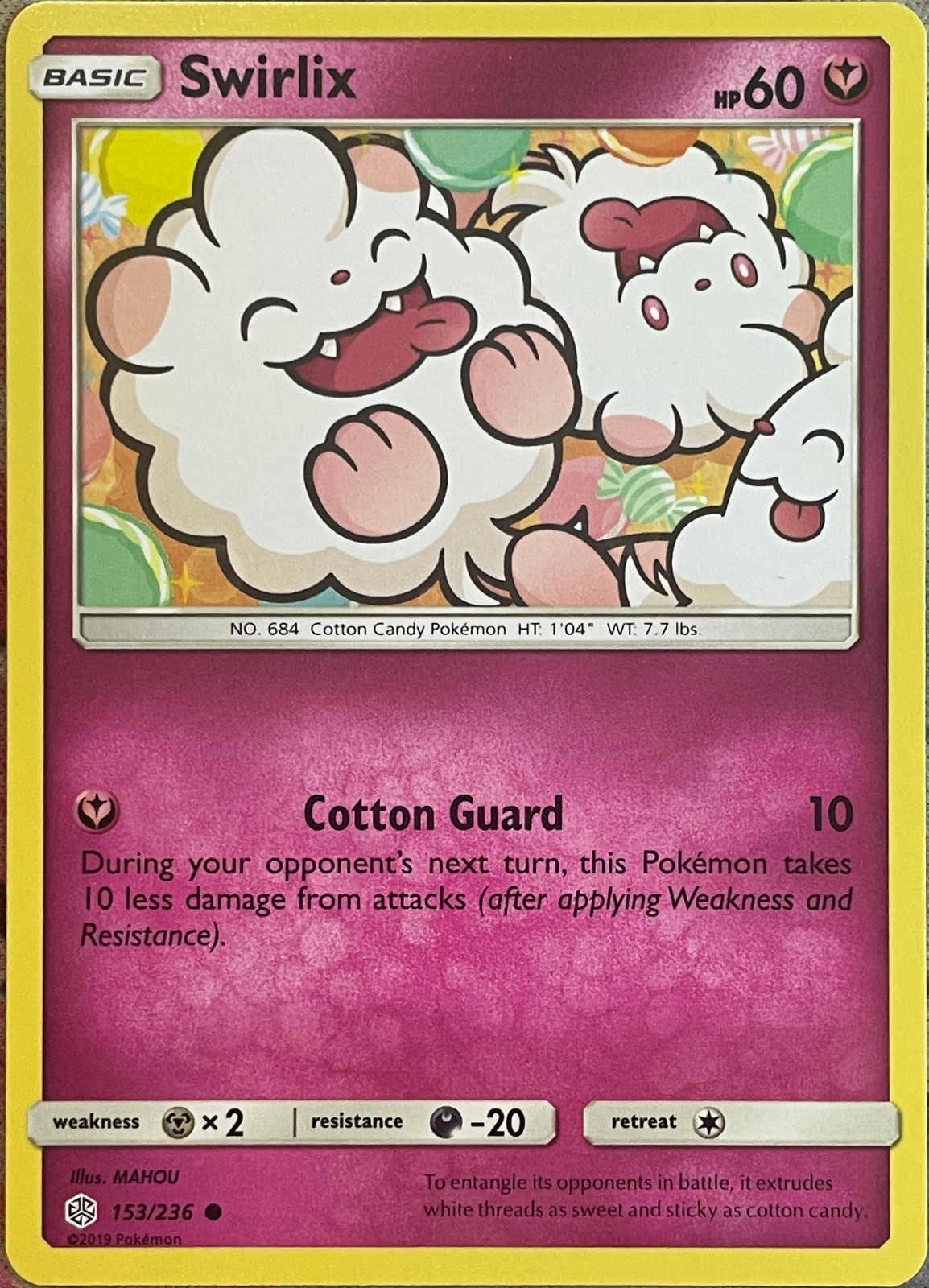 Swirlix - 153/236 - Cosmic Eclipse Pokemon 2019