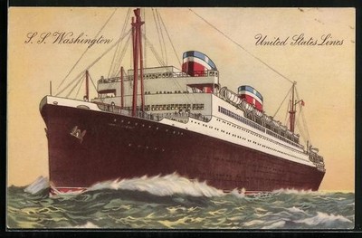 Passagierschiff SS Washington der United States Lines, Ansichtskarte 