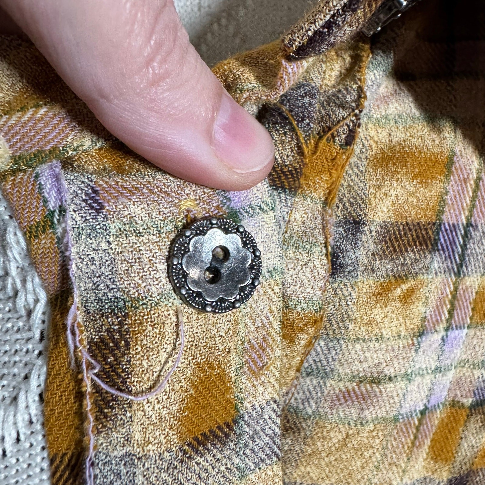 POL Patchwork Oversized Boho Studded Button Up To… - image 8